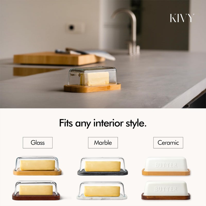 KIVY Ceramic butter dish with airtight lid that keeps butter soft - For countertop and refrigerator door shelf - Butter dish ceramic - Butter holder for counter - Covered butter dishes - Image 3
